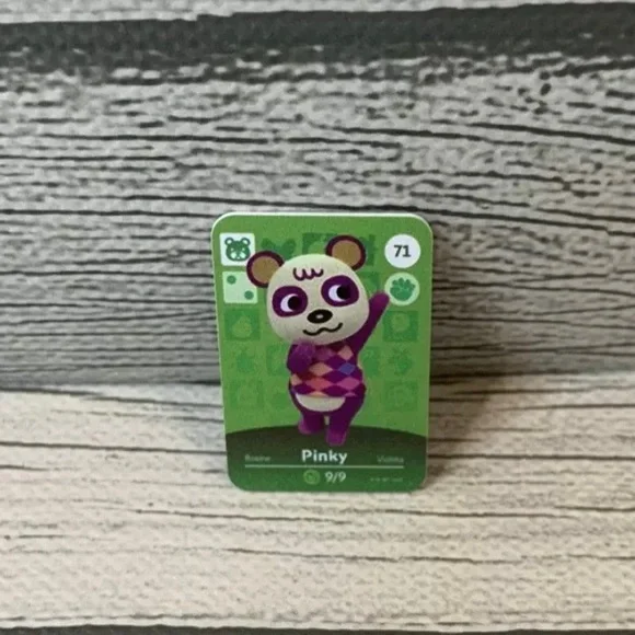 Animal Crossing Amiibo Mini NFC Card Pinky #71 Scan In Villager ACNH Switch  🐼
